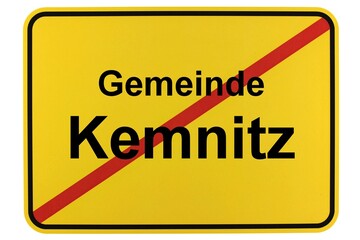 Illustration eines Ortsschildes der Gemeinde Kemnitz in Mecklenburg-Vorpommern