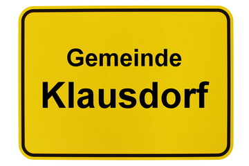 Illustration eines Ortsschildes der Gemeinde Klausdorf in Mecklenburg-Vorpommern
