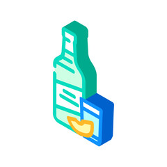soju bottle korean cuisine isometric icon vector illustration