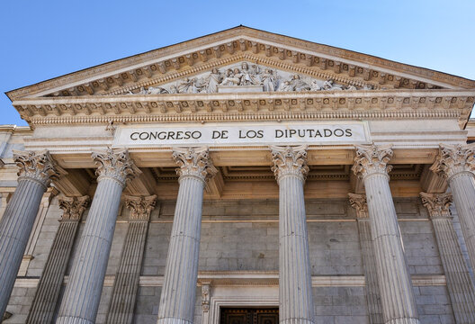 Palace of parliament (translation "Congress of Deputies") in Madrid, Spain