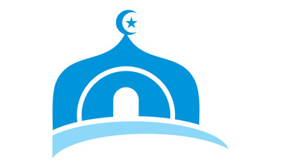 blue mosque building vector icon logo