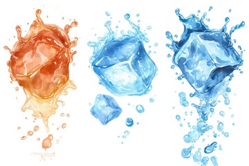 images of water with three different kinds of ice