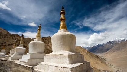 Fototapeta na wymiar stupas of the lamayuru monastery yuru gompa leh district ladakh himalayas jammu and kashmir northern india