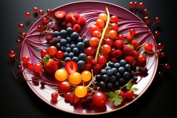 Fresh Plate fruits berries. Meal dinner tasty. Generate AI