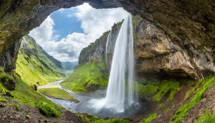 cave and big waterfall