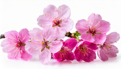 Fototapeta na wymiar pink cherry blossom isolated on white png cut out beautiful sakura flowers