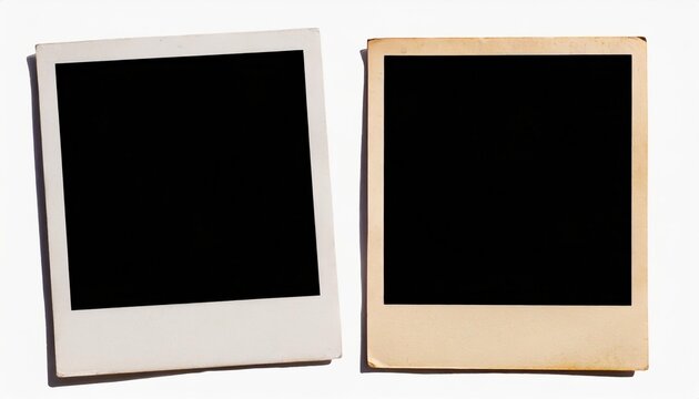 set of two vintage polaroid instant photo frames in different formats isolated graphic design elements