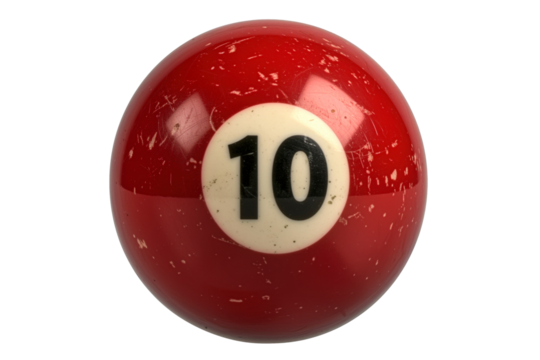 Numbered red billiard ball
