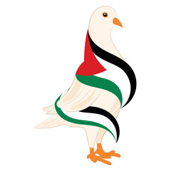 Bird of peace with flag of Palestine Vector illustration