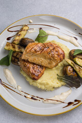 Delicious meat dishes in a restaurant or pub. Close-ups