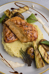 Delicious meat dishes in a restaurant or pub. Close-ups