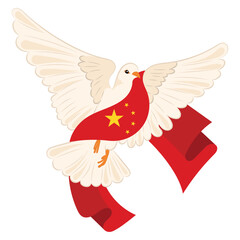Bird of peace with flag of China Vector illustration