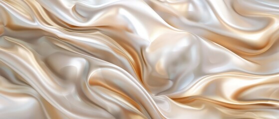 Obraz premium Shades of beige and silver shiny substance that reflects like a mirror. Abstract iridescent pearly background.