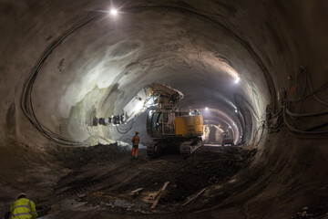 construction of a subway tunnel under the city - obrazy, fototapety, plakaty