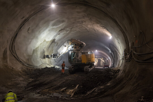 Fototapeta construction of a subway tunnel under the city