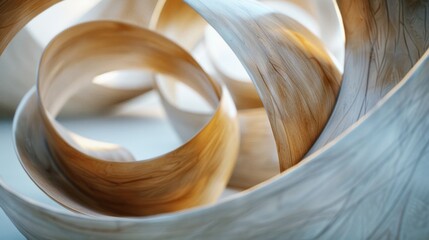 bent wood forms abstract art close up