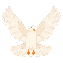 Cute white dove Peace symbol Vector illustration