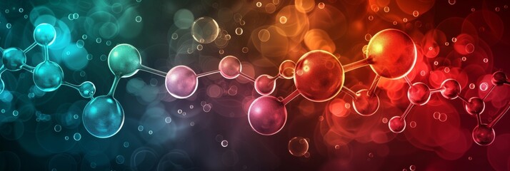 Futuristic geometric molecules on dark blue background for network communication technology concept.