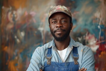 Portrait of african american male house painter.