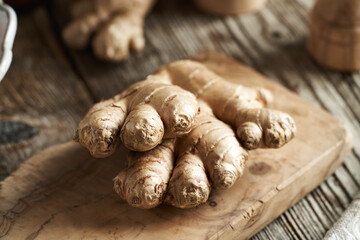 Whole ginger root on a table