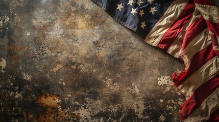 American flag lies freely on concrete board. --ar 16:9 --v 6 Job ID: f41fc4ec-db26-4bb9-953b-1e46c95a1c2f