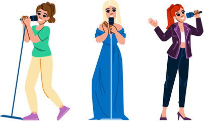 sing singer woman vector