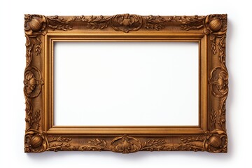 Antique wooden picture frame isolated on white.	