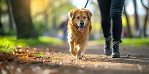 man walking his dog in the park Generative AI