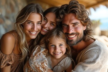 Fototapeta premium Happy family at their new home.