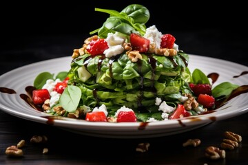 Nutritious Plate spinach salad. Green fresh. Generate Ai