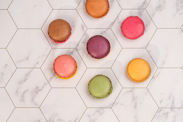 Bakery Still Life,Pastel Macarons,macarons arranged on background,food background.
