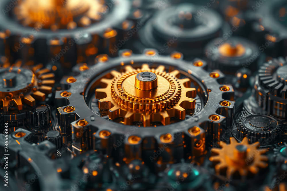 Poster a labyrinth of interconnected gears and cogs, symbolizing the intricate workings of a well-thought-o