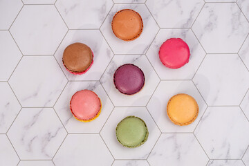 Bakery Still Life,Pastel Macarons,macarons arranged on background,food background. 