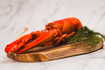 lobster on a wooden board