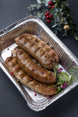 a delicious meat dish of Asian cuisine in a restaurant or pub. Close-ups