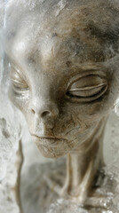 Fototapeta na wymiar Frozen in Time: The Alien Gray Discovery - Prehistoric exploration - frozen alien - Archeology