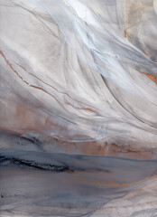 Abstract grey marble background — large fluid art stone texture made with alcohol ink. Beautiful smudges and stains. Big gray with brown natural art backdrop resembles watercolor or aquarelle.