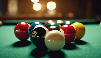 billiard balls on the billiard table
