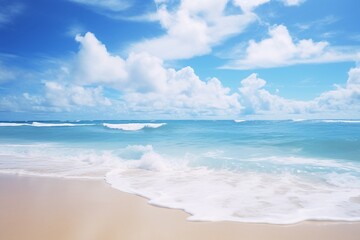 Fototapeta na wymiar a beach with waves and blue sky