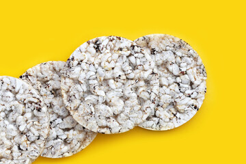 Round crispy rice crackers. Rice cakes