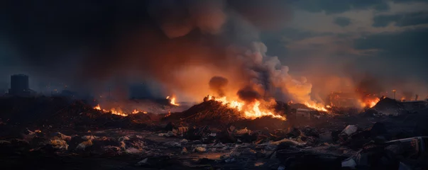 Foto op Plexiglas smoke and fire waste rises into air. © amazingfotommm
