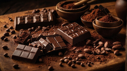 Ciemna czekolada i kakao - esencja słodkiego rzemiosła - obrazy, fototapety, plakaty