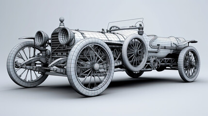 Fototapeta na wymiar blueprint and diagrams for steampunk car.