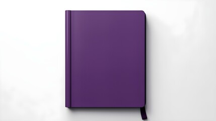 Blank purple Notebook on a white Background. Business Mockup with Copy Space