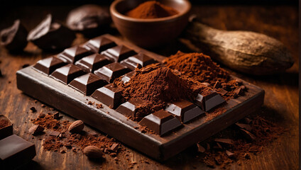 Ciemna czekolada i kakao - esencja słodkiego rzemiosła - obrazy, fototapety, plakaty