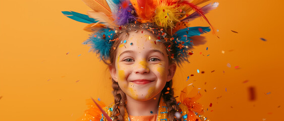 Birthday girl.   Carnival Dreams - Radiant Child  capturing the exuberant essence of carnival. - obrazy, fototapety, plakaty