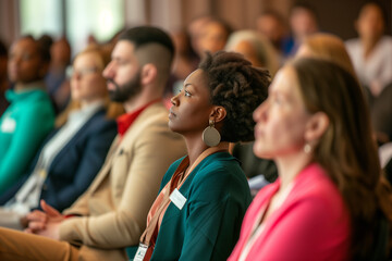 Obraz premium group of people are sitting at an educational conference