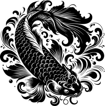 recommend clip art: koi silhouette flowers ornament decoration, floral vector design. 