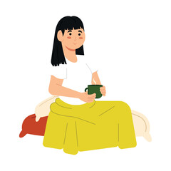 Relaxed woman taking a coffee cup Vector illustration
