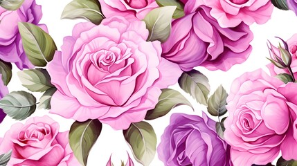 Abstract Background of illustrated Roses. Floral Wallpaper in pink Colors